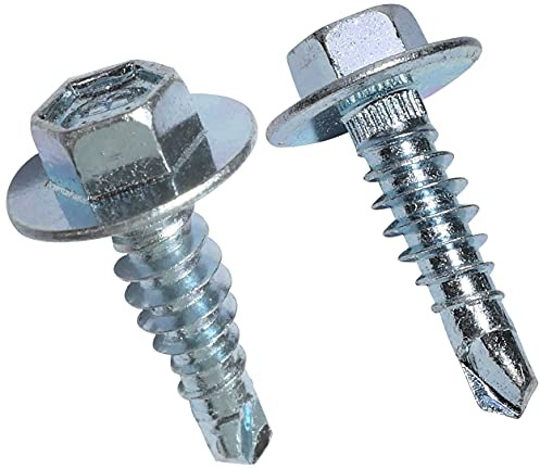 AERZETIX - Lot de 50 Vis de Couture Autoperceuse à Tête Hexagonale à Collerette Ø6.3x22mm pour Tôle Ondulée Bacs Acier en Couverture et Bardage - DIN 7504K