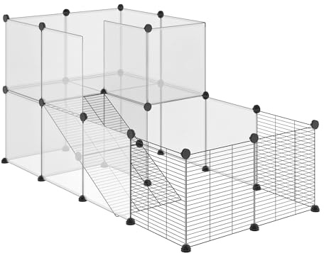 PawHut Enclos pour Petits Animaux Design DIY Cage modulable pour Cochon d'Inde Lapin Chinchillas Petits Animaux domestiques 27 Panneaux Noir