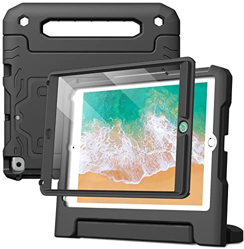 JETech Coque Enfant pour iPad 6e/5e Gén 9,7 (2018/2017), Noir | Poignée-Support, Étui Housse Antichoc, Design Adapté aux Enfants