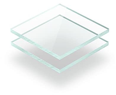 Acrylglasplatte Glasslook 3 mm - Rechteck in Abmessungen von 10x10 cm bis 102x230 cm. UV-beständig, hochwertiges PMMA, Schutzfolie an beiden Seiten, ohne scharfe Kanten.