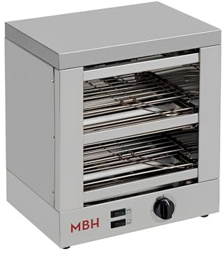 MBH - Tostadora profesional 2 pisos INOX eléctrica para HOSTELERÍA. Horno tostador de pan industrial para bar y restaurante.