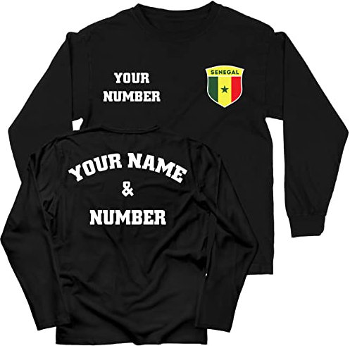 lepni.me Enfants T Shirt Sénégal Football Maillot Votre Nom et Numéro | Insigne de Drapeau Personnalisé Sénégalaise | Coupe du Monde 2022 (14-15 Ans Noir Multicolore)