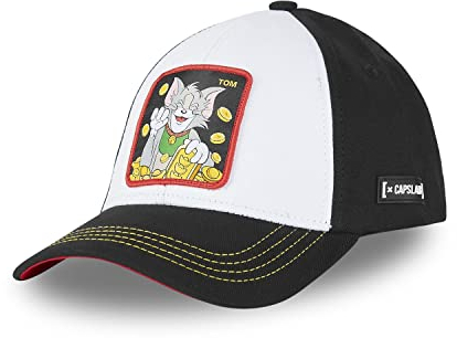 Tracker Kappe Herren Tom and Jerry, Cap Herren, Luftiges Netzgewebe, Schwarz/Rot/Weiß, Einheitsgröße