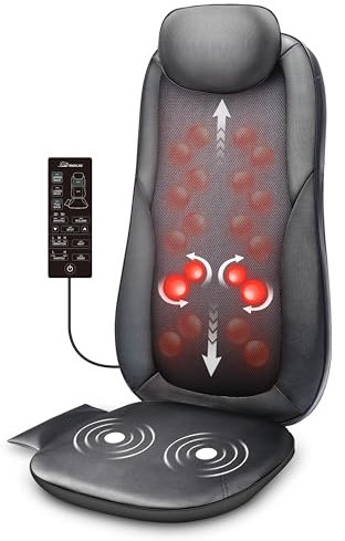 Snailax Shiatsu Massage Chair, Deep Kneading Back Massager with Heat for Pain Relief, Massaging Seat Cushion at Home Office, Gifts for Women Men