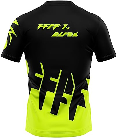 FFFF & OLFEH Herren Mountainbike Trikot, Atmungsaktive Cycling Jersey, Kurze Ärmel Radtrikot, Schnell Trocknen Radsport Bekleidung, MTB Top Kurzarm Für MTB Rennrad/Multisport/Fitness (GO04,L)