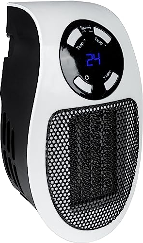 Güde Termoventilatore GSH 500 K mini (230 V, 500 W, potenza di riscaldamento 28,46 m³/h, elemento riscaldante in ceramica PTC, girevole a 90°, funzione timer, display LED, termostato regolabile)