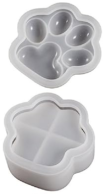 DIY Cat Paw Shaped Container Moldes de Silicona Molde de Resina Epoxi 3D DIY Caja Almacenamiento Moldes Artesanía Fabricación Joyería Suministros Caja Almacenamiento para Patas Gato Moldes