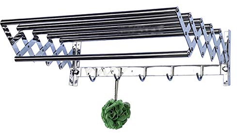 MAZAGE An der Wand montierter, zusammenklappbarer Wäscheständer, ausziehbarer Wandtrockner, Wäscheständer, platzsparender Wäsche-Kleiderbügel, hängende Handtuchhaken (Größe: 60 cm) Needed