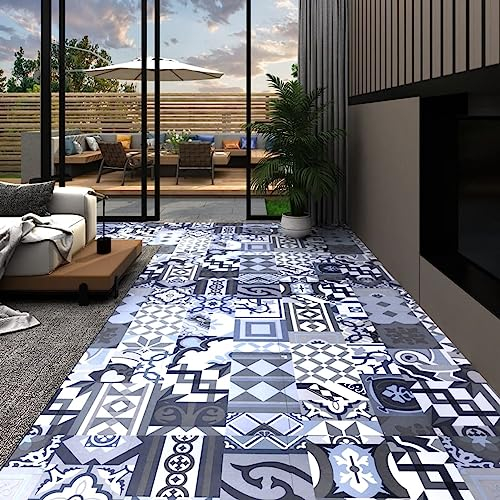 TANZEM PVC-Laminat-Dielen Selbstklebend, Fliesenfolie, Laminatboden, Küchenrückwand Folie, Bodenbelag Selbstklebend, Wandverkleidung, Deckenpaneele, 5,11 m² Buntes Muster
