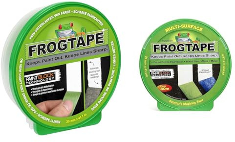 FROGTAPE Abklebeband – Malerkreppband mit Paint-Block Technologie & Maler-Kreppband für verschiedene Oberflächen, 24 mm x 41,1 m