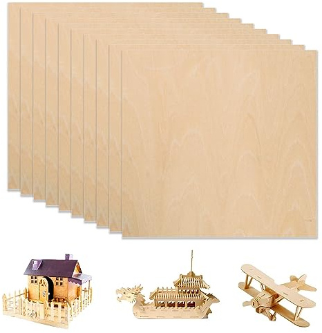 ATOMSTACK Lindenholz-Sperrholzplatten, 10 Stück, 30 x 30 cm, unlackierte Quadrate, Holzbretter, 3 mm Dicke, Holzplatten für DIY, Laserschneiden, Gravieren