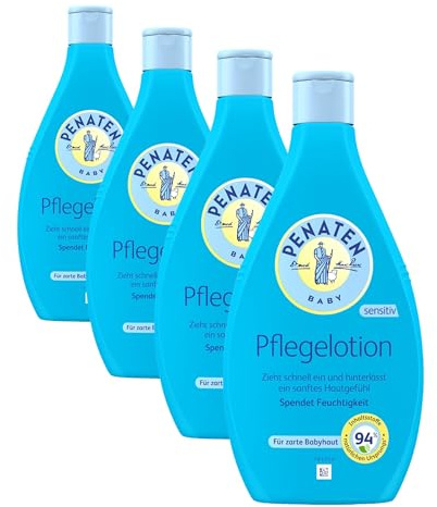 PENATEN Pflegelotion (400 ml), Baby Hautpflege Bodylotion, sanfte Pflege in recycelbarer Verpackung und schnell einziehende Feuchtigkeit für zarte Babyhaut (Packung mit 4)