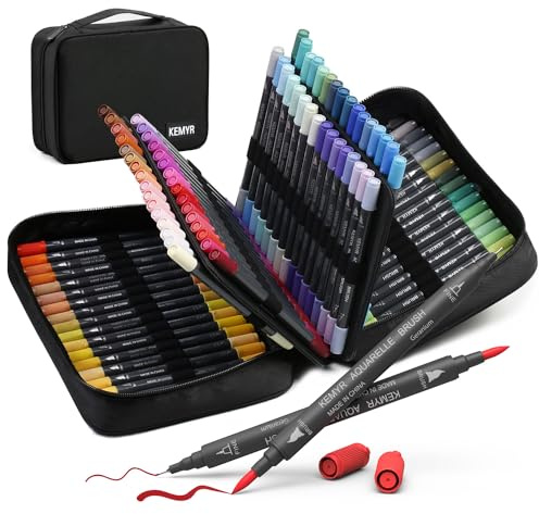 100 Farben Filzstifte Set – Pinselstifte und Fineliner,Malstifte für Malbücher Erwachsene,Nicht Durchblutende Filzstifte mit Dicken & Dünnen Spitzen für Anime-Zeichnungen,Bullet Journal, Kalligraphie
