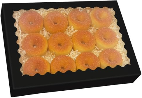 Gcardist Auto-pop Up Black 35.6x25.4x6.4cm 6Pcs Cookie Box with Window Pastry Macaron Bakery Box For Packaging (14x10x2.5 inch)