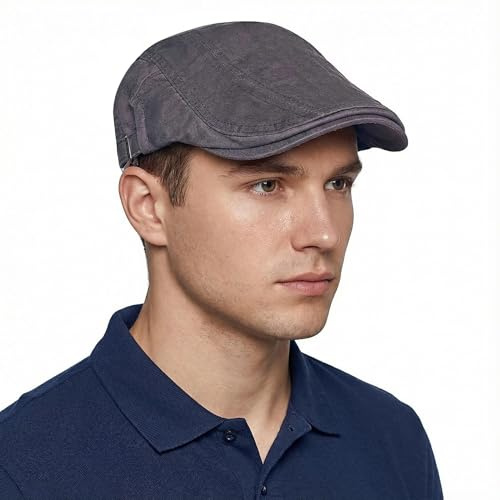 BUDUBIBI Baumwolle Baskenmütze Flatcap Herren Sommer Schirmmütze Newsboy Cap - Schiebermütze Herren Sommer Hut Verstellbare Cabbie barett Cap