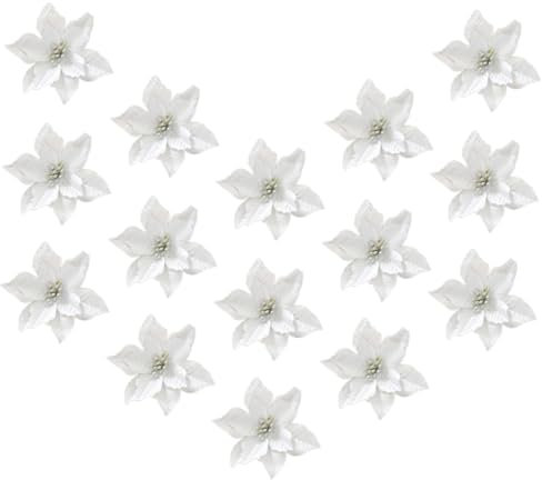 Levemolo 15stücke Künstliche Weihnachtsblumen Dekoration Silberne Weihnachtsblumen Für Weihnachtsbaum Hochzeits Und Festtagsdekoration Lebendige Und Kunstblumen