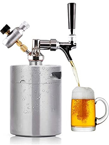HAODUOO Dispensador de Cerveza Dispensador de Barril de Cerveza de 3,6 l, Sistema de elaboración de Cerveza con Kit de Grifo Ajustable, Barril de Cerveza de Mini Cola