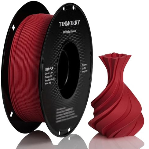 Matte PLA Filament 1.75mm, TINMORRY PLA 3D Druck Filament, Kompatibel mit Bambu Lab FDM 3D Drucker, 1 KG 1 Spule, Rot