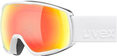 uvex victorious S FM - stylische, verspiegelte Skibrille mit Anti-Fog-Beschichtung - speziell für schmale Gesichtsformen, geeignet für Damen und Herren - white/orang-clear - one size