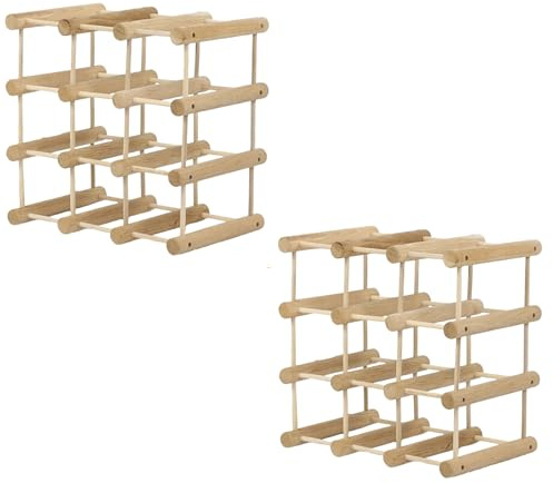 MODO24 Weinregal Modular Eiche Massivholz 24 Flaschen, 2 Module, Natur | Modulares Flaschenregal & Weinständer aus Eichenholz, ModAbm 36x36x24 cm, Getränkeregal & Flaschenständer für Küche