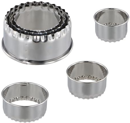 Hoxfly Emporte Pieces, 3 PCS Kit Tartelette Biscuit Confiture, Moule à Biscuits en Acier Inoxydable pour Pâtisserie, Mini Cercle a Tarte en Métal pour Cuisine, Beignet, Décoration de Gâteau (Argent)