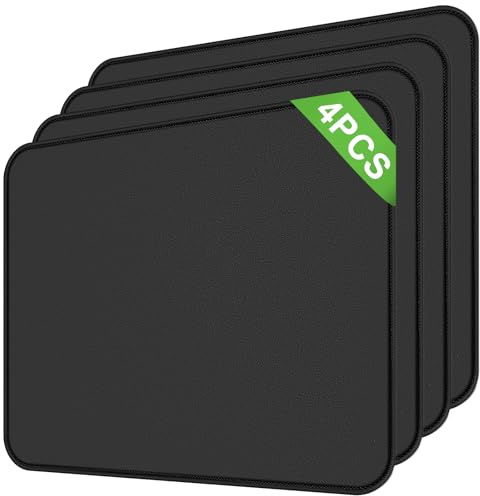 Noxtioanip 4 Piezas Alfombrilla Ratón, 260x210mm Mouse Pad Gaming con Base Goma Antideslizante, Alfombrilla Antideslizante, Superficie Impermeable, Bordes Cosidos, Seguimiento Suave y Preciso (Negro)