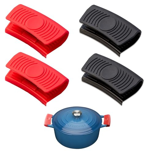 SOGHO 2 pares de asas de silicona para ollas, resistentes al calor | Guantes para ollas, protección contra el calor para hornos, sartenes de hierro fundido