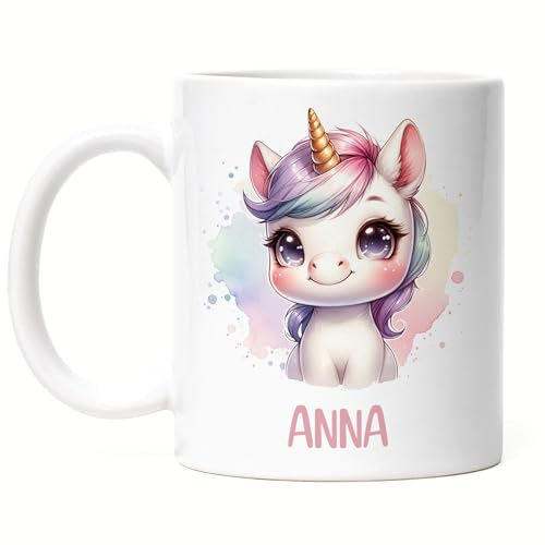Kiddle-Design Kindertasse mit Namen Personalisiert, Personalisierte Tasse Kinder mit Waschbär, Namenstasse Waschbärtasse, Kinderbecher als Geschenk zur Taufe, Geburt Weihnachten - Emaille Tasse