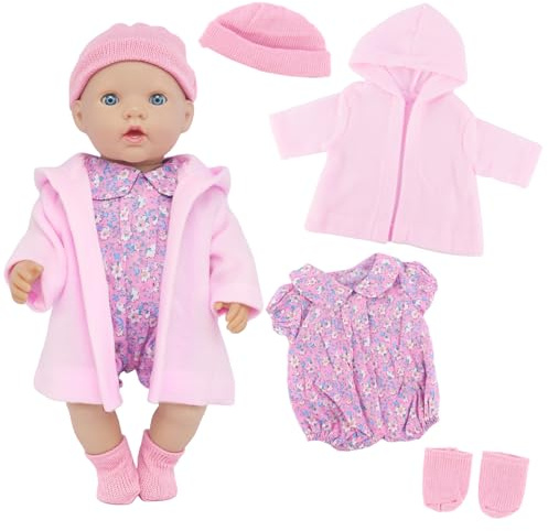 4 Pcs Baby Doll Clothes for 16-18 Inch Dolls, 18 Inch Baby Doll Fashion Clothes Dresses and Accessories Outfits for New Born Baby Dolls(No Doll)