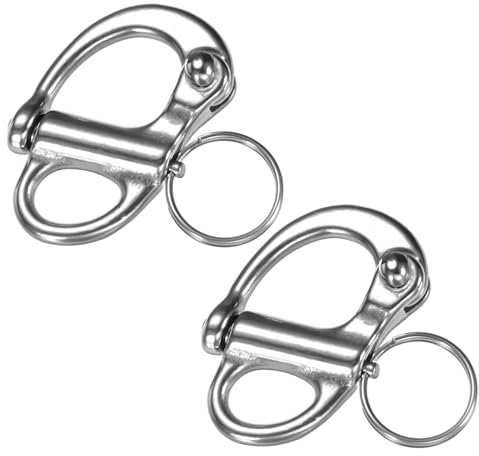 TIXIPEM Swivel Snap Shackles [2PCS] - 316 Stainless Steel Swivel Eye Snap Shackle Use for Sailing Rigging & Camping & Marine - [35MM/1.38IN-500 KG] Quick Release Snap Hook