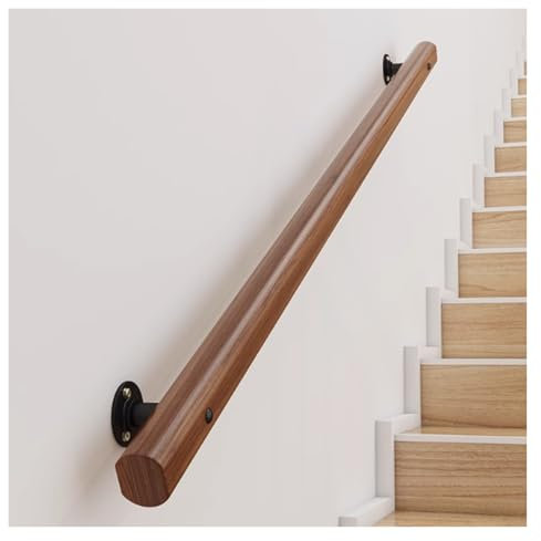 QINGYAN Pasamanos De Escalera De Madera, Pasamanos De Una Sola Pieza, Pasamanos De Seguridad Antideslizante For Pared, Pasamanos De Pared, Apto For Áticos Y Balcones.(150cm/59in/4.9ft)