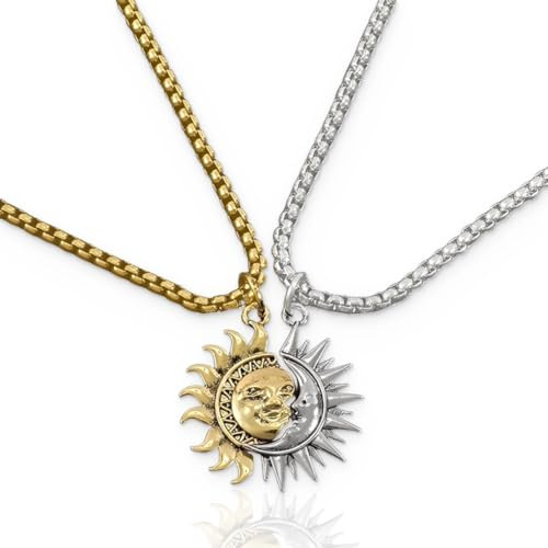 VisageVitalitt Collana Sole e Luna per Coppia, Collana Amicizia per 2, Gioielli BFF Amicizia Regali