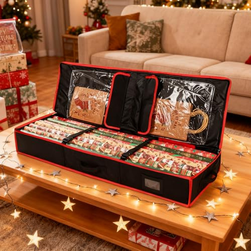 Geschenkpapier Aufbewahrung, Aufbewahrungstasche Für Geschenkpapier, Organizer Für Geschenkpapiers, Aufbewahrungstasche Organizer Mit Fächern(Schwarz/101×36×14cm)