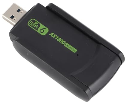 CHICIRIS Tarjeta de Red USB de WiFi 6 Adaptador con Soporte de Doble Banda de 1800Mbps de Alta Velocidad, WiFi USB Inalámbrico Fácil de Usar para 7 10 11, Material ABS Negro
