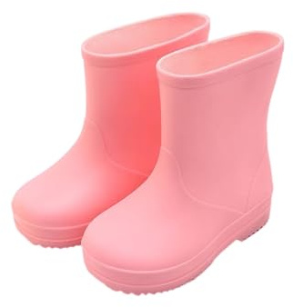 Hixingo Stivali Pioggia Bambino, Tinta Unita Stivali Pioggia Bambina e Bambino Antiscivolo, Stivali di PVC per Bambini Leggeri, Stivali di PVC Unisex, per All'aperto, Piovere, Nevicare (Rosa,28)