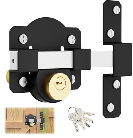 Serrature Delle Porte, Serratura Basculante Garage con Cilindro di Chiusura da 50 mm Doppia Chiusura in Acciaio Inox con 5 Chiavi per Cancello da Giardino in Metallo Porta in Legno Ingressi di Casa