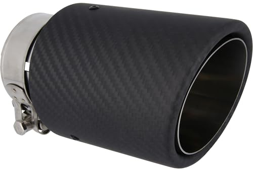 RECAMBO Auspuffblende schräg 150x90mm Edelstahl mit Carbon-Optik universal Sport-Look - einfache Montage - fester Sitz - aufwertende Heckoptik - langlebige Oberfläche - sauberes Finish