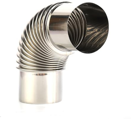 Sandyseptember Tubo a gomito in acciaio inossidabile a 90 gradi per rivestimento del camino, connettore per canna fumaria della stufa, resistente al calore, per stufe a legna e scaldabagni (60 mm)