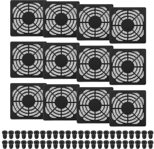 PATIKIL 60mm Fan Filter Grill, 12 Pcs Plastic Ventilation Dustproof Grill Covers Cooling Ventilator with Screws for Industry Workshop Computer Case Refrigerators Air Conditioning, Black