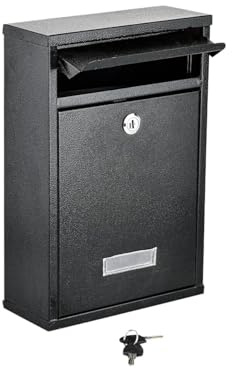 Unibos Letter Box Wall Mounted | Modern Post Box Mailbox | Post Letter Box for Home | Black Mail Box with 2 Keys | Easy To Install Nameplate | Keep Your Mail Safe Weather-Resistant Black
