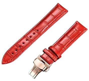 FYXT 18mm 20mm 22mm 24mm Bambumönsterarmband Fjärilsspänne Business Casual Klockarmband Klocktillbehör Grönt(Red-rose gold,24mm)