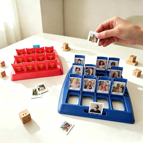 Personalisiertes Wer Bin ich? Brettspiel mit 12 Fotos & Namen, Individuelles Ratespiel für Familie Freunde, Klassisches Gesellschaftsspiel Party-Spiel, Kreatives Geschenk für Geburtstag Weihnachten
