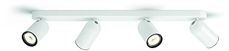 Philips Pongee barra de 4 focos blanca casquillo GU10, cabezal ajustable, sin bombilla