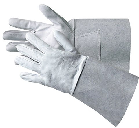 Jah Argon-Schweißer-Nappaleder-Handschuh mit Spaltleder-Stulpe (35 cm) – hitzebeständig & griffsicher – für Schweißen, Metallbau & Ofenarbeiten