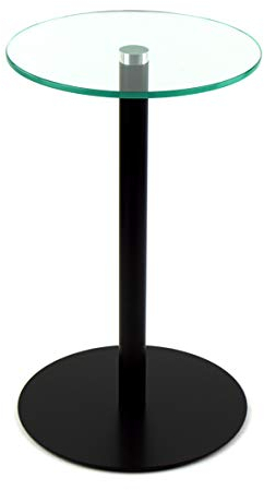 freeroom24 Designer Beistelltisch Glas Schwarz Matt 30x30x50cm - Wohnzimmertisch - Stabiler Couchtisch - praktischer Coffee Table rund - Kleiner Kaffeetisch - Glastisch - Sofatisch - Made in Germany