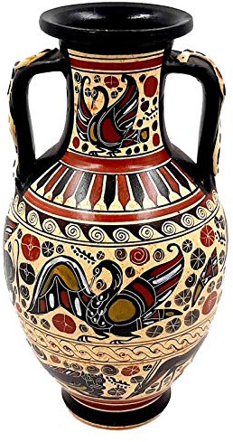 Griechische Amphore, 26 cm, mit Schlangenmotiven an den Henkeln, korinthische Kunst