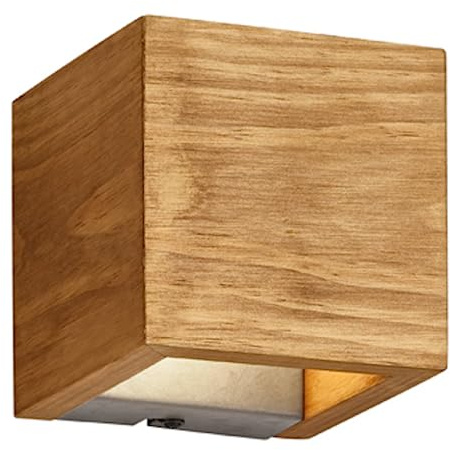 TRIO, Applique, Brad incl. 1 x LED,SMD,4,3 Watt,3000K,430 Lm. Corps: Bois naturel, couleur de bois L:11,0cm, H:11,0cm, P:11,0cm OSRAM Inside