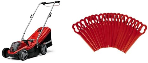 Einhell Cortacésped inalámbrico - GE-CM 18/33 Li PXC. Li-Ion, para hasta 200m² & Original Juego de Cuchillas de Recambio de para cortacéspedes (20 Piezas, adecuadas para GE