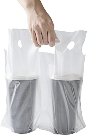 Restaurantware Drink Carriers 100 Pack of 12.6 x 3.2 x 11 Inch For 9-20 oz Coffee Cups Holder for Deliveries Built-In Handles Clear Design Transport Bags for Takeaway