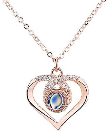 Jeweidea Kette mit Blid Personalisierte Kette mit Foto Projektion Damen Kette mit Gravur für Freundin Mutter Mama Schmuck Muttertagsgeschenke Weihnachtsgeschenke Valentinstag